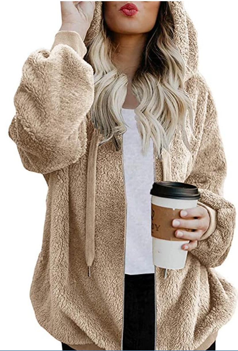 This Popular Amazon Teddy Fleece Jacket is On Sale for $14